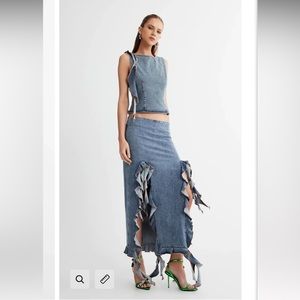 Lioness | Denim rendezvous skirt (denim ruffle skirt)